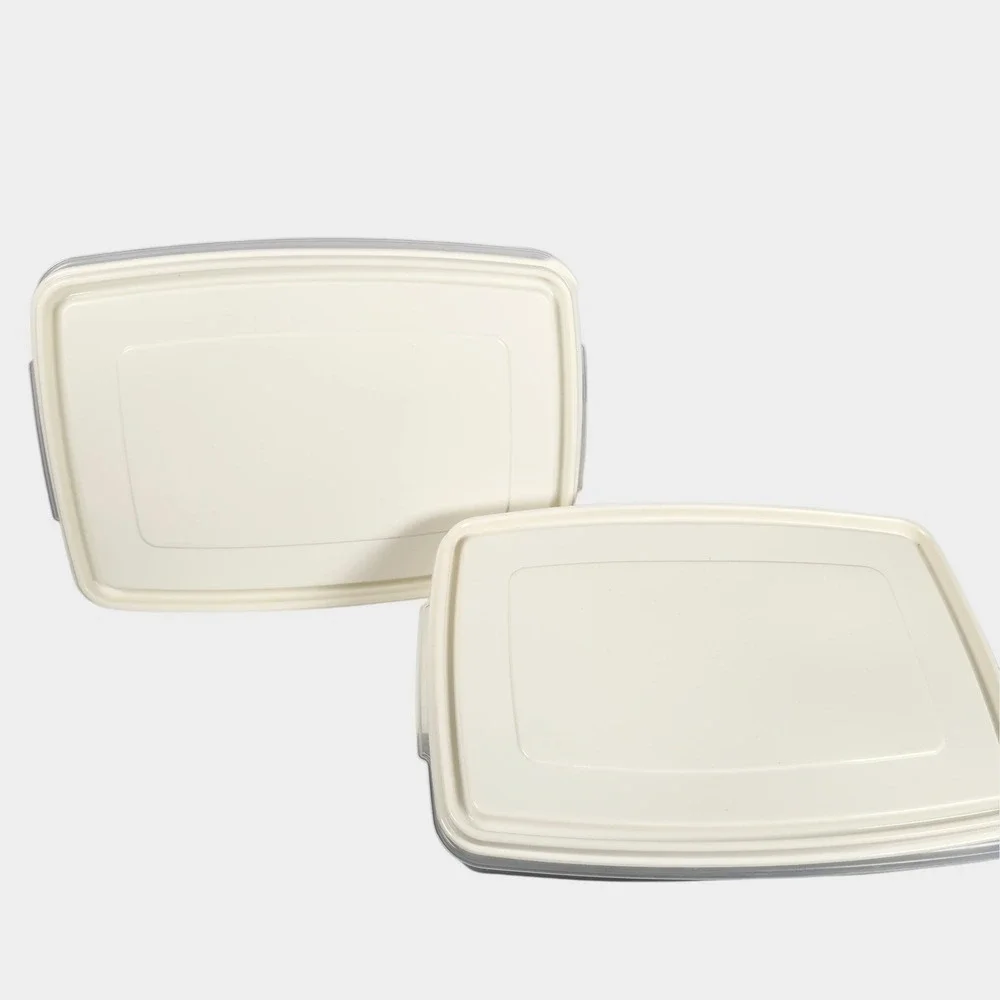 Rubbermaid Servin Saver Deviled Egg Carrier Set of 2 Vintage Almond Clear Lid 7